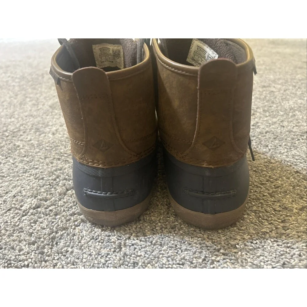 Men's 12 M Sperry Top-Sider Breakwater Duck Boots Brown Leather Navy Waterproof